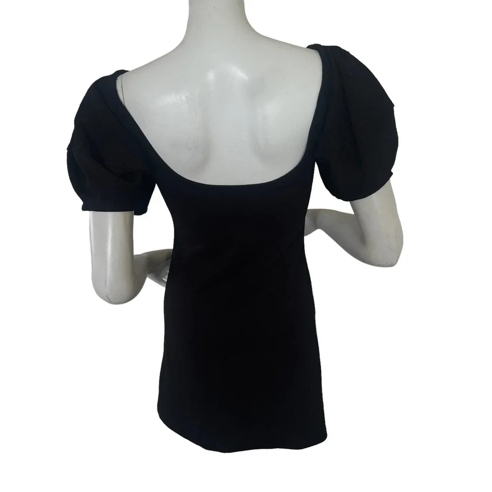 ZARA Balloon Sleeve Black Low Back Mini Dress Size S - Picture 4 of 9